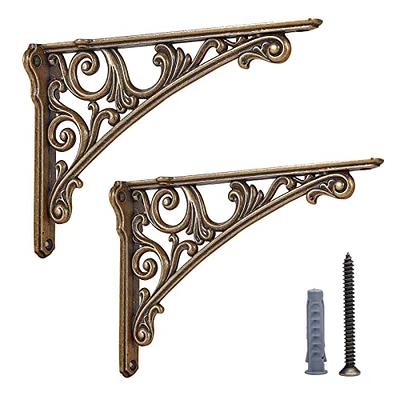 Shelf Brackets with Hooks, Heavy Duty Floating Shelf Bracket, Cast Iron Shelving  Brackets for DIY Wall Shelves, Rustic Shelf Brackets 6 Inch, 2 Pack - Yahoo  Shopping