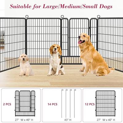 Jhsomdr 40 inch Tall Dog Fence Dog Pens Outdoor Heavy Duty Dog Playpen for  Large Dogs