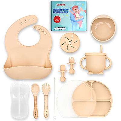 Silicone Baby toddler Feeding Set 6 pcs Bib, Bowl, Plate, sip cup Spoon and  Fork