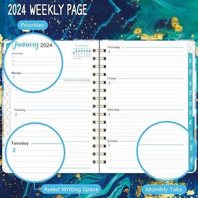 Planner 2024 - Planner/Calendar 2024, Jan.2024 - Dec.2024, 2024 Planner  Weekly & Monthly with Tabs, 6.3 x 8.4, Hardcover + Back Pocket +  Twin-Wire