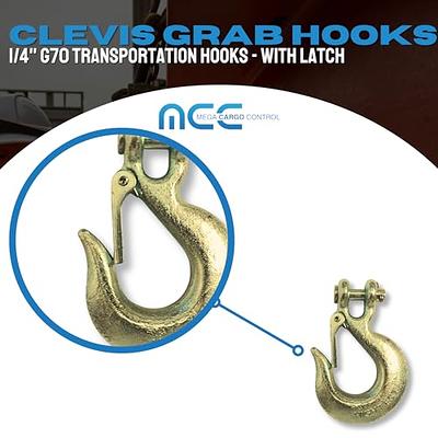 Mega Cargo Control 1/4 Inch G70 Clevis Grab Hook with Latch