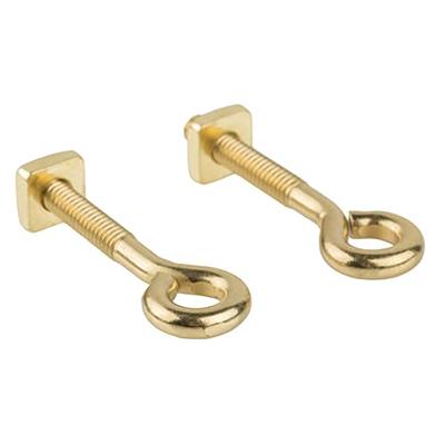 Brass Plated Plain Eye Bolts with Nuts, Pack of 2, Screw Eye Hook or Eyelet  Screw for Bail Pulls & Some Other Furniture