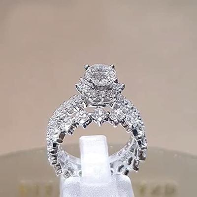 ILH Clearance Deals Rings,Sterling Silver Ring Womens Diamond Engagement Wedding Band Rings Cubic Zirconia Jewelry Gift