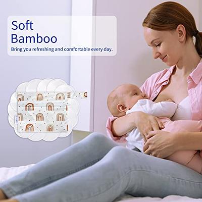 Organic Bamboo Nursing Pads (10 Pack) for Breastfeeding Moms - 4.7 inch  Reusable Washable Breastfeeding Nipple Pad for Maternity with Laundry Bag