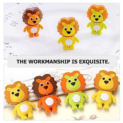 2 X Cute Lion Erasers, Kawaii Erasers for Kids, School Supplies,  Collectible Eraser 