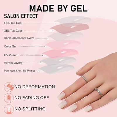 Blue Press on Nails Short, Jofay Fashion Square Fake Nails Reusable Natural  Solid Color False Nails with Glue, Stick on Nails for Women Girls Gift