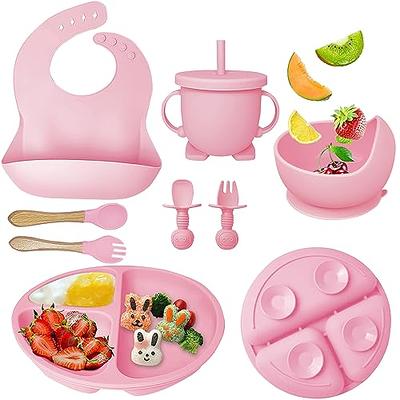 Baby Feeding Supplies - Led Weaning Silicone Baby Feeding Set, Toddler  Plates with Suction, Straw Sippy Cups