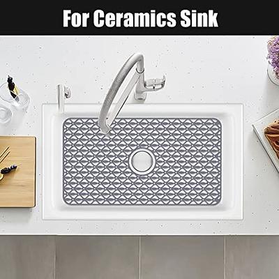 JUSTOGO Silicone Sink Protectors for Kitchen Sink 26.4x14.4, Kitchen Sink  Mat Grid Heat Resistant Sink Mats for Bottom of Kitchen Sink Farmhouse