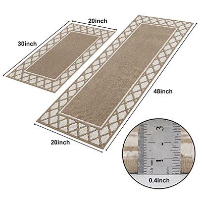 COSY HOMEER 48x20 Inch/30X20 Inch Kitchen Rug Mats Made of 100%  Polypropylene 2 Pieces Soft Kitchen Mat Specialized in Anti Slippery and  Machine