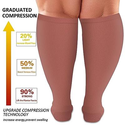 Diu Life 3 Pairs Plus Size Compression Socks for women & men Wide Calf  Extra Large Knee High Stockings for nurse sports fitness. 4XL 3er-multi4