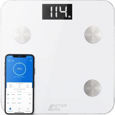 Active Era Digital Bathroom Bluetooth Scales Weight and Body Fat - Fit Track Scale Calculates BMI Body Fat Percentage Muscle Mass - Apple Health