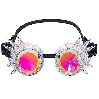 Lelinta Kaleidoscope Rave Glasses Rainbow Crystal Lenses Steampunk Goggles  Perfect for Raves, Festivals,Parties and Cosplay - Yahoo Shopping