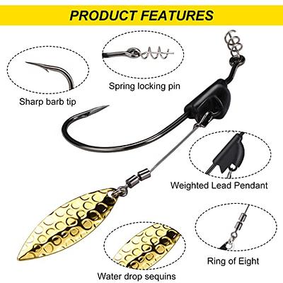 FishTrip Ewg Hooks Bass Fishing Texas Rig Hooks Wide Gap Offset