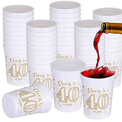 16 Pack Cheers to 40 Years Plastic Party Cups - 40th Birthday Decorations  for Men and Women, Anniversaries (Black, 16 oz) 