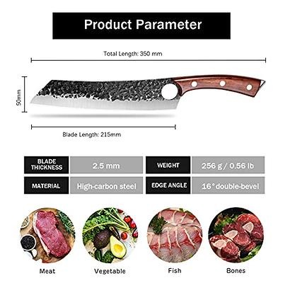 Hand Forged Cleaver Knife Bone Cutting 7 Inch High Carbon Steel Heavy Duty Meat  Butcher Knife Full Tang Chef Knife for Kitchen or Restaurant 