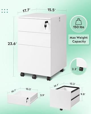 URTR White 3-Drawer Mobile File Cabinet, Under Desk Metal Rolling Filing  Cabinet with Lock for Legal/Letter/A4 File T-02023-4 - The Home Depot