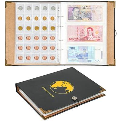 PAIYULE Coin Collection Book Holder for Collectors, 200 Pockets Coins Collecting Album, 30 Sleeves Paper Money Display Storage Case, Size: One size