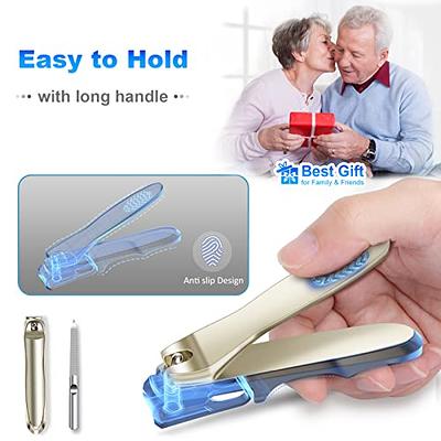 FUMAX Nail Clippers for Seniors, 360 Degree Rotary Toenail Clippers, Large  Toe Nail Clippers with Nail File, Heavy Duty Long Handle Fingernail