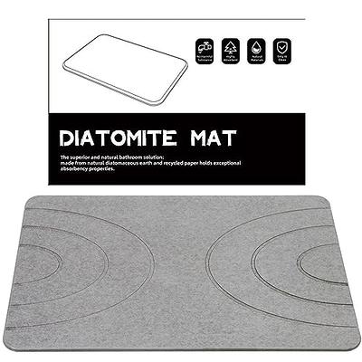 Stone Bath Mat, Diatomaceous Earth Bath Mat, 23.5 x 15.5 Fast Drying,  Anti-Slip, Super Absorbent, Stone Bath Mat for Bathroom, Light Grey 