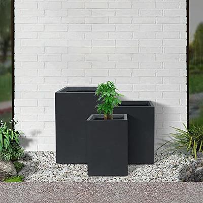 Rosemead Home & Garden, Inc. 17 Wide Kante Modern Concrete/Fiberglass  Indoor Outdoor Planter Pot Charcoal Gray