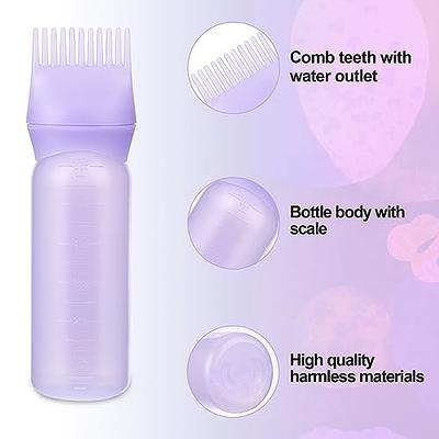 3 Pieces Root Comb Applicator Bottle - 6 Ounce Hair Oil Applicator Bottle  for Hair Dye Applicator Brush with Graduated Scale, Hairdressing Coloring