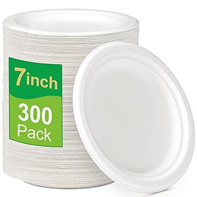  Greconv 300 Pack Paper Plates Bulk, Small Paper Plates 6 inch,  Dessert Paper Plates Disposable, Compostable Paper Plates Made from  Sugarcane Fibers, Recycled Paper Plates, White : Health & Household