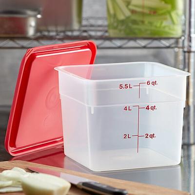 Vigor 8 Qt. Allergen-Free Clear Square Polycarbonate Food Storage Container  and Purple Lid - 2/Pack