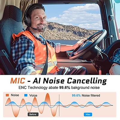 EKSA Noise Cancelling Trucker Bluetooth Headset with Microphone Wireless  AI-Powered ENC Headphones, 99ft Long Range, 30H of Talk Time, All-Day  Comfort