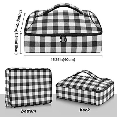 Black And White Gingham Lunch Box Women Geometric Checkered Plaid Cooler  Thermal Food Insulated Lunch Bag For Work Picnic Bags