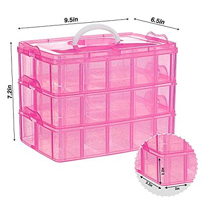 3-Tier Bead Organizer,Stackable Craft Storage Containers with 30  Compartments Dividers for Washi Tape, Kids Toy, Hair Accessories, Nail,Art  Supplies, Fishing Tackle,Pink 