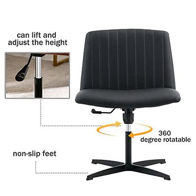 NYPOT Criss Cross Legged Office Chair, Armless Desk Chair No Wheels, Wide  Seat Home Office Chair, Adjustable Modern 360 Swivel Vanity, Fabric Padded