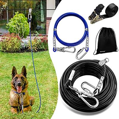 Tie Out Cable for Large Dog, 100ft Dog Runner for Yard, 30/40/50ft Dog Run  Leash Heavy Duty Swivel Hooks Heavy Duty Lead Steel Wire Dog Chain Dog