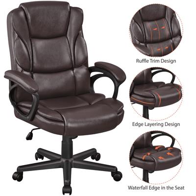 Lacoo Faux Leather High-Back Executive Office Chair with Lumbar Support,  Brown 