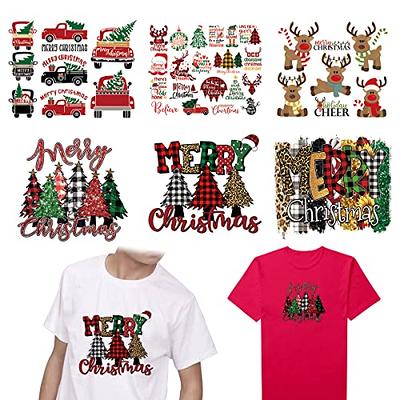 Christmas Iron on Transfers, 3Sheets Christmas Iron on Decals Patches Merry  Christmas Heat Transfer Vinyl Stickers Xmas Iron on Vinyl Appliques for