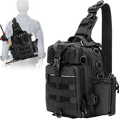 Fishing Sling Bag with Rod Holder Outdoor Shoulder Backpack