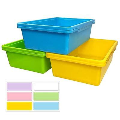 Teacher Created Resources Large Plastic Storage Bins, 11-1/2 x 5 x  16-1/4, Teal Confetti, Pack Of 3 Bins