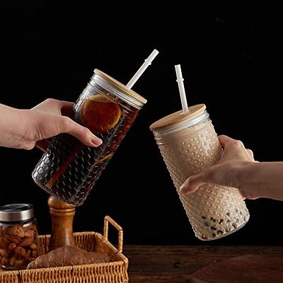 Hyperspace 4Pack Glass Tumblers with Bamboo Lids and Straws, 24 OZ Wide  Mouth Mason Jar Drinking Glasses Travel Bottles with Varitey of Patterns for  Multi Use - Yahoo Shopping