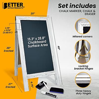 Magnetic A-Frame Chalkboard Sign, Extra Large 20 inch x 40 inch, Standing Chalkboard Easel, with Chalk Marker + Chalk & Eraser, Sandwich Board Outdoor
