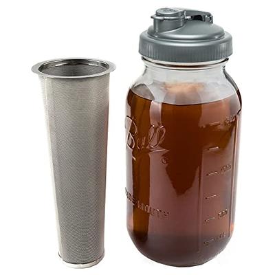 Cold Brew Coffee Maker Kit: Wide Mouth Mason Jar with Screw Top Lid, Stainless Steel Filter for Delicious Brewed Coffee, Infused Tea, Alcohol - 1