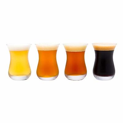 CREATIVELAND Honeycomb Glass Beer Mugs - Set of 4 Freezer Beer Glasses with Handle - Geometric Beer Stein Household Cup - Retirement Gifts for Men (
