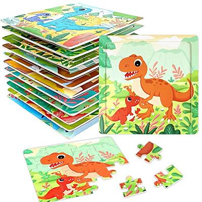 SAOTAENG Puzzles for Kids Ages 3-5, 12 Pack Easy Wooden Jigsaw