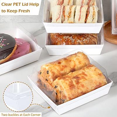 50 Pack Sandwich Box Charcuterie Boxes with Clear Lids Hot Dog Container  Disposable Food Containers with Lids for Strawberries, Chocolate Covered