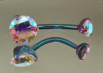 Double Pink Gem Belly Navel Ring 14g 7/16