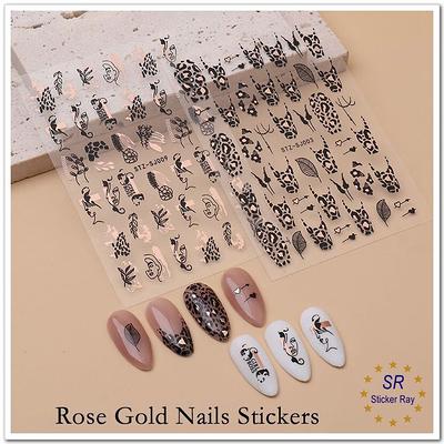 3D Graffiti Abstract Black White Letters Nail Stickers Charm Line