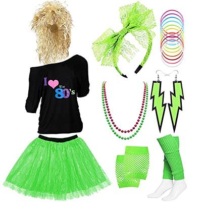 Z-Shop 80s Costumes Outfit Accessories for Women - 1980s Shirts Clothes,Leg  Warmers,Rocker Wigs,Madonna Tutu for Halloween Party,ZM-BK-XL - Yahoo  Shopping