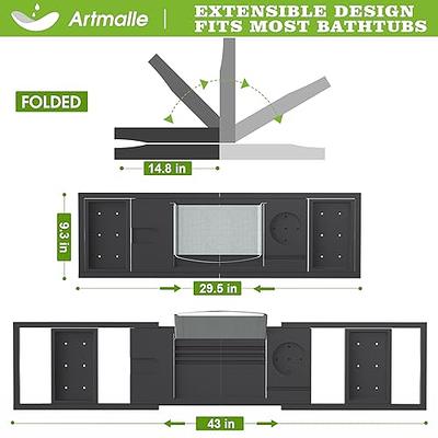  EcoFives Teak Bathtub Tray Caddy - Expandable Bath Tray -  Adjustable Organizer Tray for Bathroom - Luxury Bath Caddy Tub Table,  Bathtub Accessories & Bathroom Gadgets : Home & Kitchen