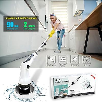 8 in 1 Adjustable Electric Spin Scrubber Cordless Shower Scrubber Cleaning  Brush