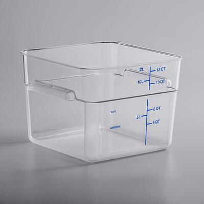 Vigor 12 Qt. Clear Round Polycarbonate Food Storage Container and Blue Lid