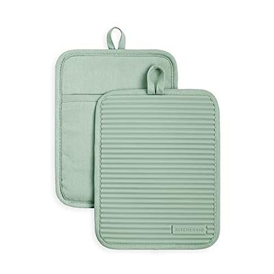 KitchenAid Ribbed Soft Silicone Pot Holder Set, Pistachio 7x9