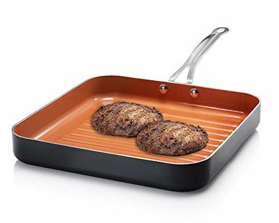 GOTHAM STEEL Nonstick Grill Pan for Stove Top with Grill Sear Ridges,  Nonstick Ultra Durable Grilling Pan, Metal Utensil Safe, Stay Cool